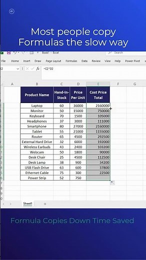 Stop dragging formulas in Excel 😲 #excel #productivity #exceltips