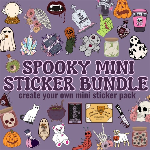 Halloween Mini Sticker Pack: Spooky Ghost, Pumpkin, Bat Designs - Etsy