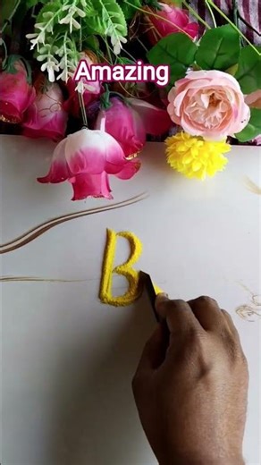 Title:Beautiful B Letter Rangoli Art 🌼 | Easy Alphabet Rangoli Design #shorts #art