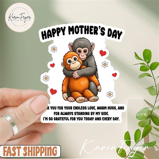 Punch Monkey Baby Sticker, Happy Mothers Day Decal, Team Punch Vinyl Decal, Cute Monkey Meme Waterproof Sticker - Etsy