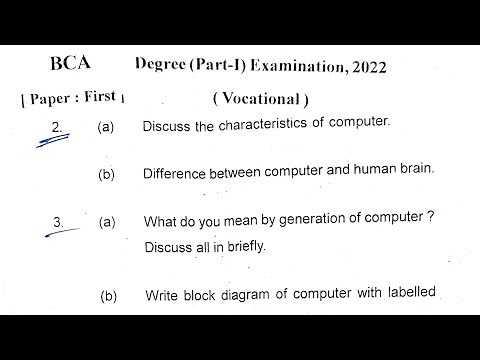 BCA 1st year Computer Fundamentals Question Paper examination 2022 ||