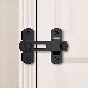 3 Pack Small Stainless Steel Door Lock Flip Lock Safety Door Bolt Lock, Door Holder Latch (Black)