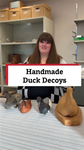 Did you know that famous people like Clark Gable visited Manitoba to hunt waterfowl at the Delta Marsh? In many cases these visiting hunters were accompanied by local Métis men as hunting guides. In this video Cortney shows us some of the handmade wooden duck decoys in our collection that were made by local Métis guides, hunters, and carvers from the St. Ambroise area in the 1940s and 50s. | Manitoba Museum