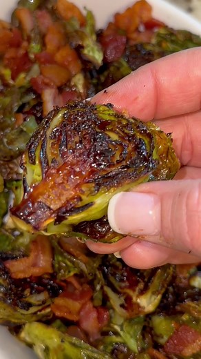 Crispy Balsamic Brussels Sprouts with Bacon Bits Recipe