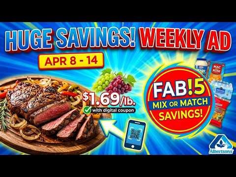Albertsons Weekly Ad April 8 - 14, 2026 | Best Grocery Deals & Digital Coupons 🛒 #Albertsons #Deals