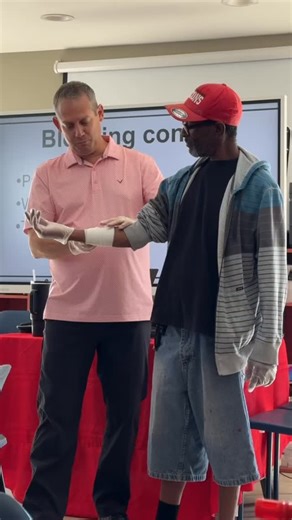 Teaching how to properly bandage a wound ￼#bandage #stopthebleed #activeshootertraining #safetytraining #emergencyactionplan | The Global Safety Foundation