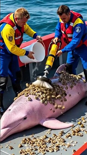 Pink Dolphin Covered in Barnacles Gets Life-Saving Rescue