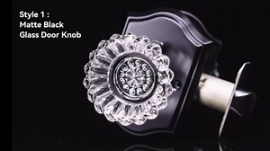 3 Pack Crystal Door Knobs Interior with Lock, Antique Brass Glass Door Knobs Interior for Privacy Use, Crystal Glass Vintage Door Knob Set for Bedroom Bathroom