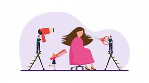 Woman client in hair salon during makeover 2d animation in 4K UHD 3840x2160