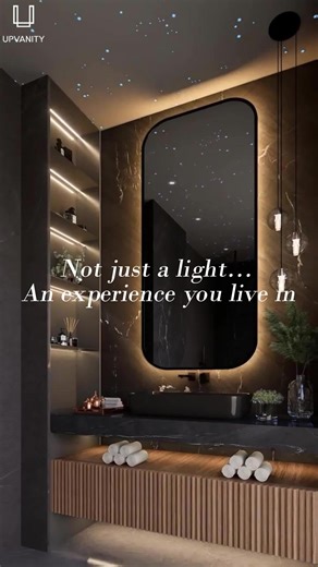Imagine stepping into this dreamy vibe after a long day. 🌌 The perfect backlit mirror and ambient glow create more than just a bathroom; it’s a whole experience. #UpVanity #spabathroom #bathroominspo #moodlighting #dreamyspace