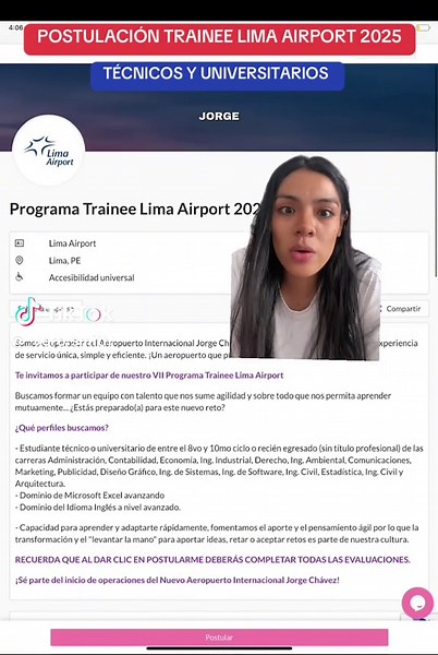 Veronica Smith (@_vero.smith) - Trainee Program Opportunities at Lima Airport 2025