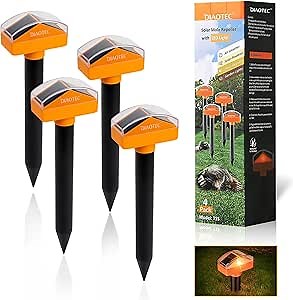Diaotec Snake Repellent for Outdoors Gopher Repellent Sonic Solar Powered Mole Repellent Stakes 2 in 1 Solar Outdoor Lights Groundhog Repellent Waterproof Get Rid of Mole Gopher Snakes Skunk(4)