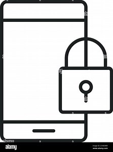 mobile phone or smartphone security electronic technology device line style icon vector illustration Stock Vector Image & Art - Alamy