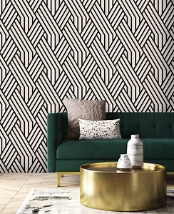 Art Deco Wallpaper Geometric Peel and Stick Removable or Traditional Accent Wallpaper - Etsy