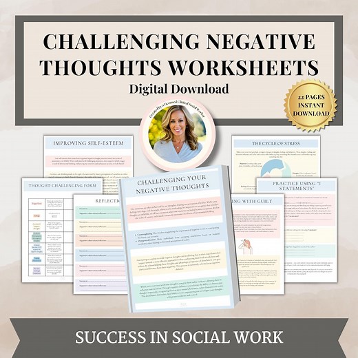 Challenging Automatic Negative Thoughts, Mental Health Printable, CBT Worksheet, Self Help Tool, Therapy Mental Health Counseling Aid - Etsy