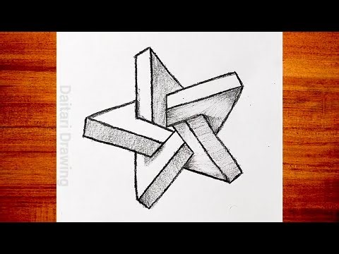 3D Star Drawing Step By step | How To Draw 3D Star #art #sketch #Drawing #3ddrawings