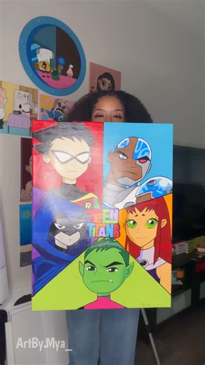 Mya | Acrylic Paintings & Pencil Work Drawings on Instagram: "My acrylic painting of Teen Titans! #art #explorepage✨ #explorepage #artwork #painting #teentitans #cartoon #foryou"