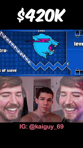 Geometry Dash MrBeast Challenge for $69k😱 #geometrydash #gaming #kaiguy