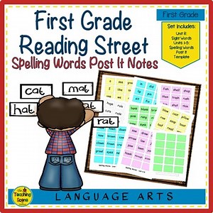 First Grade Reading Street Spelling Words Post Its