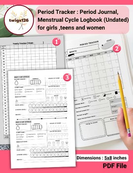 Period Tracker (Undated) for girls ,teens and women (5x8 inches)