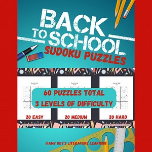 Sudoku Kids Back to School Giant Puzzle 3 Levels of Difficulty 6-12 Math Games