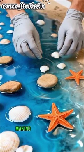 Ocean Epoxy Floor Transformation 🌊✨ From Bare Floor to Beach Paradise!