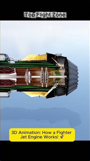3D Animation: How a Fighter Jet Engine Works! 🚀 #JetEngine #Engineering