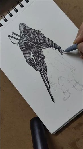 How to Draw an Assassin’s Creed Warrior | Dark Assassin Ink Sketch Tutorial from Game Art #acodyssey