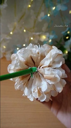 How to Make Hydrangea Flowers With Tissue paper 🧻 and Coffee ☕/DIY Flower Making Ideas With Napkin