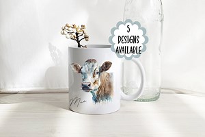 Personalised Dairy Cow Mug & Coaster Set, Gift for Cow Lovers, Farm Animal Mug, Country Kitchen Gift, Rustic Farmhouse Drinkware - Etsy