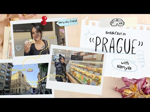 Breakfast in Prague with Cute Asian Girl | POV Date Walk | VR 180 8K