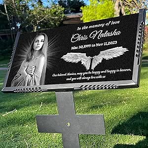 Personalized Customization Memorial Stone,Permanent Memorial Plaques for Outdoors,Headstones for Graves for Humans,Cemetery Decorations for Grave Loved Ones Lost,Grave Marker