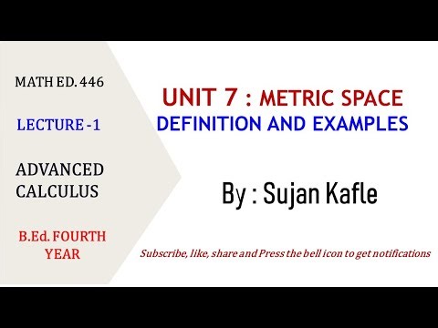 Math Ed. 446 Advanced Calculus // Metric Space // Definition and Examples // Sujan Kafle