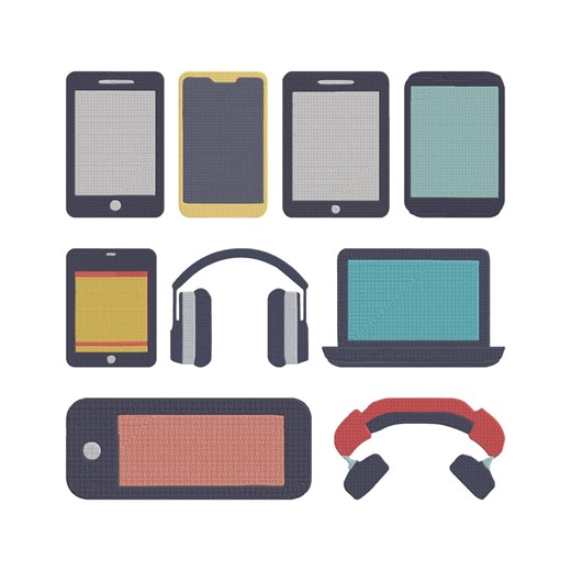 Technology Devices Embroidery Design, Smartphone Machine Embroidery File, Headphones Modern Tech Instant Download - Etsy