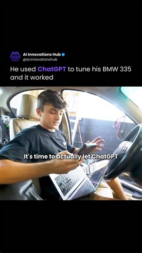 AI Innovations Hub on Instagram: "Wyatt Webster turned to ChatGPT to create a custom performance tune for his BMW 335i. Once he applied the AI-generated adjustments, he noticed clear gains in speed and throttle response, showing that AI-assisted tuning can translate into real, on-road performance improvements. Follow us (👉@ai.innovationshub) for everything latest from the AI world. Media: Wyatt Webster"