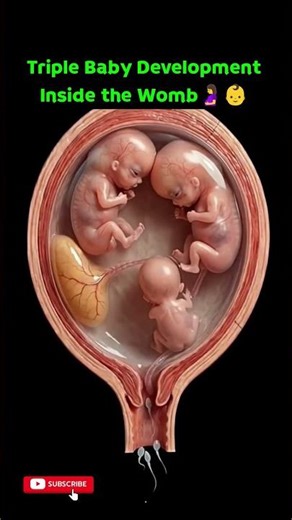 Triplet Baby Development: Inside the Womb 🧬 #youtubeshorts #shorts #viral #trending #triplets #womb