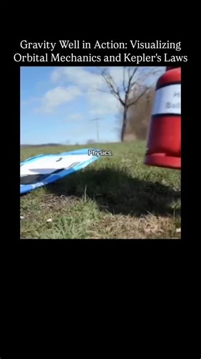 Physics Decoded on Instagram: "You finally found a page dedicated to explaining physics." This demonstration uses a Gravity Well (often a stretched fabric like spandex) to visually represent the curvature of spacetime caused by a massive object (like the sun or a planet). The central heavy ball represents a star. The smaller rolling marble represents a planet. The marble doesn't fall straight in; instead, it enters an orbit due to its momentum and the star's gravitational pull. This perfectly il