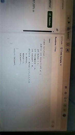 getting code for square root in java using Newton's odd number property
