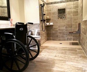 ADA-Compliant Handicap Accessible Bathrooms with modifications, and products provided by Barrier Free Plus make lives easier! We install Walk-in Bathtubs, Barrier Free Showers, Grab bars Handicap Lifts and more.