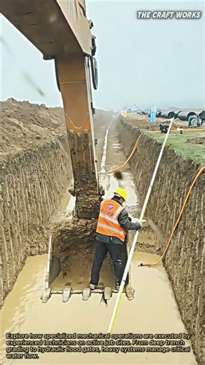 Excavator Trench Grade and Hydraulic Gate #industrial #machinery #skills #construction #excavator