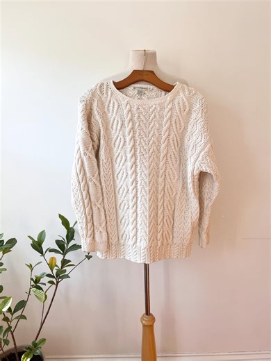 Vintage 90s Banana Republic Cable Knit Sweater, off White Cotton Fisherman Style - Etsy