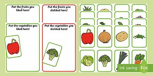 Fruit and Vegetable Like or Dislike Sorting Activity