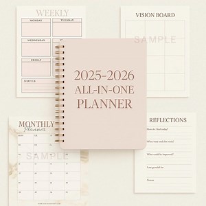 2025–2026 All-in-one Printable Planner & Journal | Yearly Monthly Weekly | Budgeting • Mindfulness • Vision Board • Reflections - Etsy Australia