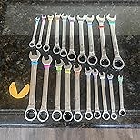 8 Piece Ratcheting Wrench Set, Combination Wrenches Set, SAE Wrench Sets 5/16"-11/16", Open End Large Wrench Tool Set With Roll Up Pouch Include 1 Gauge, 72 Tooth CR-V Mechanics Hand Tools