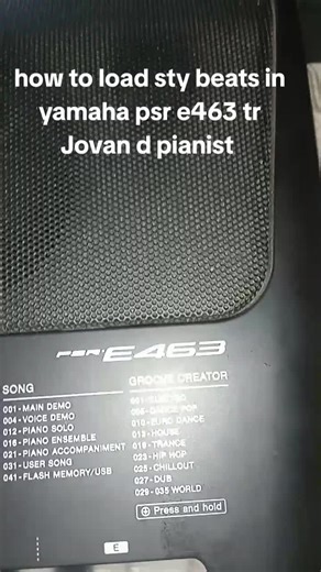 how to load beats in yamaha psr e463 by tr Jovan d pianist ug