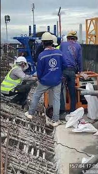 Post tensioning work for vertical tendon, strand installation