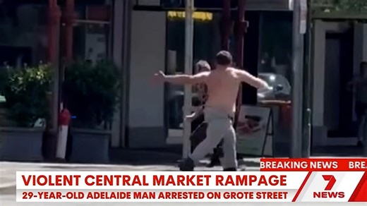 Bizarre moment man goes on random attack rampage in Adelaide's CBD