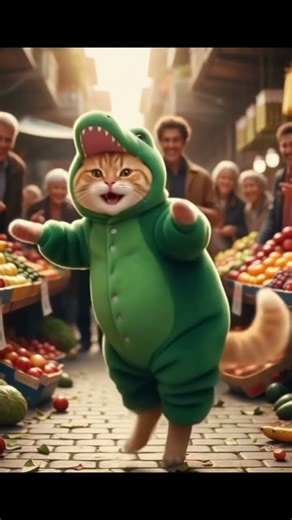Adorable Chonky Cat Dancing in a Crocodile Outfit #catlovers #catdance #catdancing