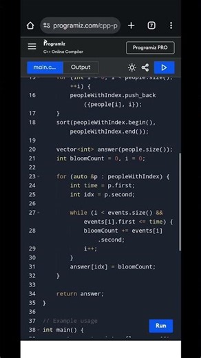 C++ Coding Problem | Count Flowers in Full Bloom for Each Person | LeetCode Solution
