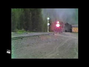 Southern Pacific- SP 7307 - SD40R Cresting Cascade Summit ,Oregon in 1985